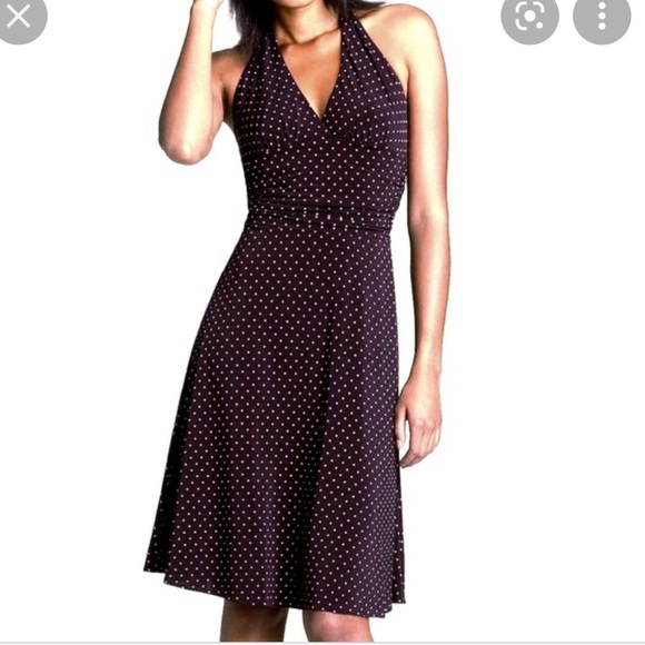 BCBGMaxAzria Dresses & Skirts - SALE BCBGMaxazria | polka dot halter mini dress navy blue nwot